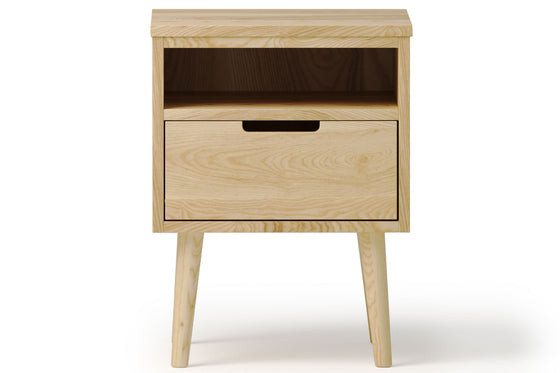 Cairo 1 Drawer Bedside Table with Box - Ash