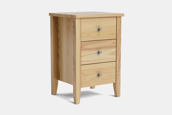 Ivy Small 3 Drawer Bedside Table - Ash