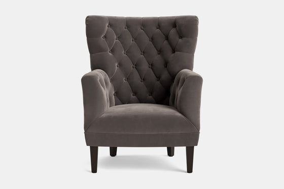 Wingback Sofa/Occasional Chair – Grey Velvet